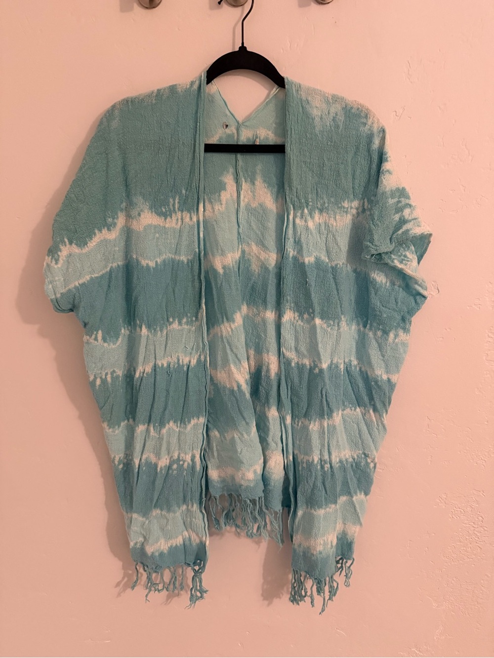 Tiare Hawaii OS Light Teal Tie-Dye Open Front Kimono - Women Tops